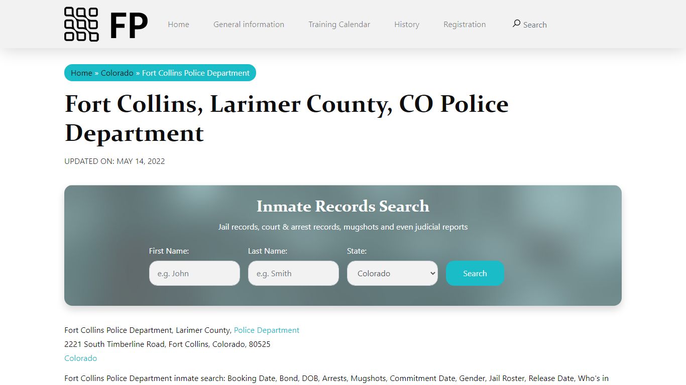 Fort Collins, CO Police - City Jail Inmates, Arrests